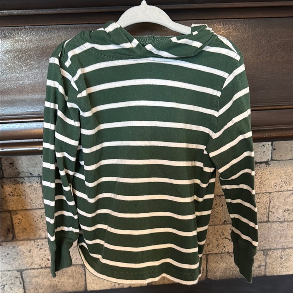 Crewcuts Forest Green and White Striped Top